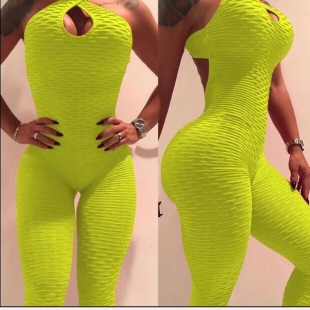 Sexy backless hollowed out yellow 1 piece jumpsuit